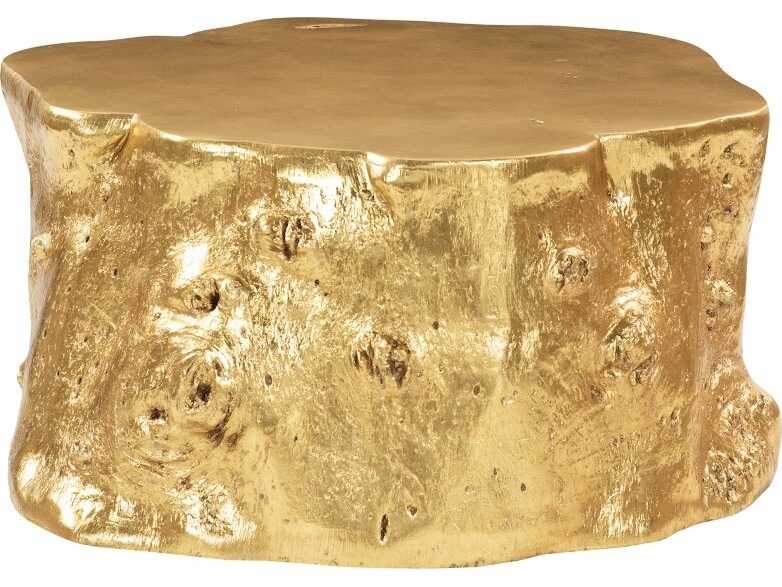 Phillips Collection Log Round Wood Gold Leaf Coffee Table