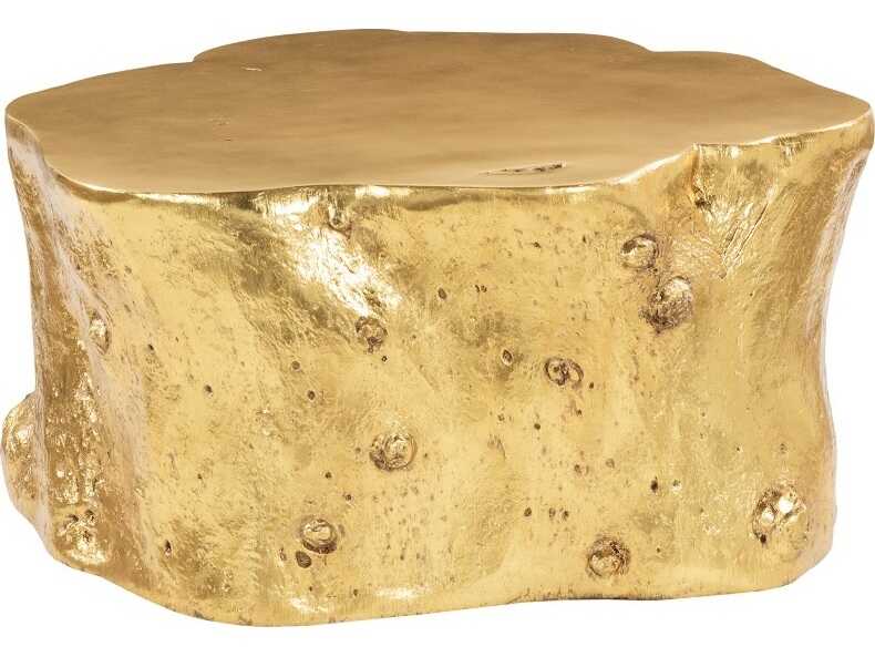 Phillips Collection Log Round Wood Gold Leaf Coffee Table