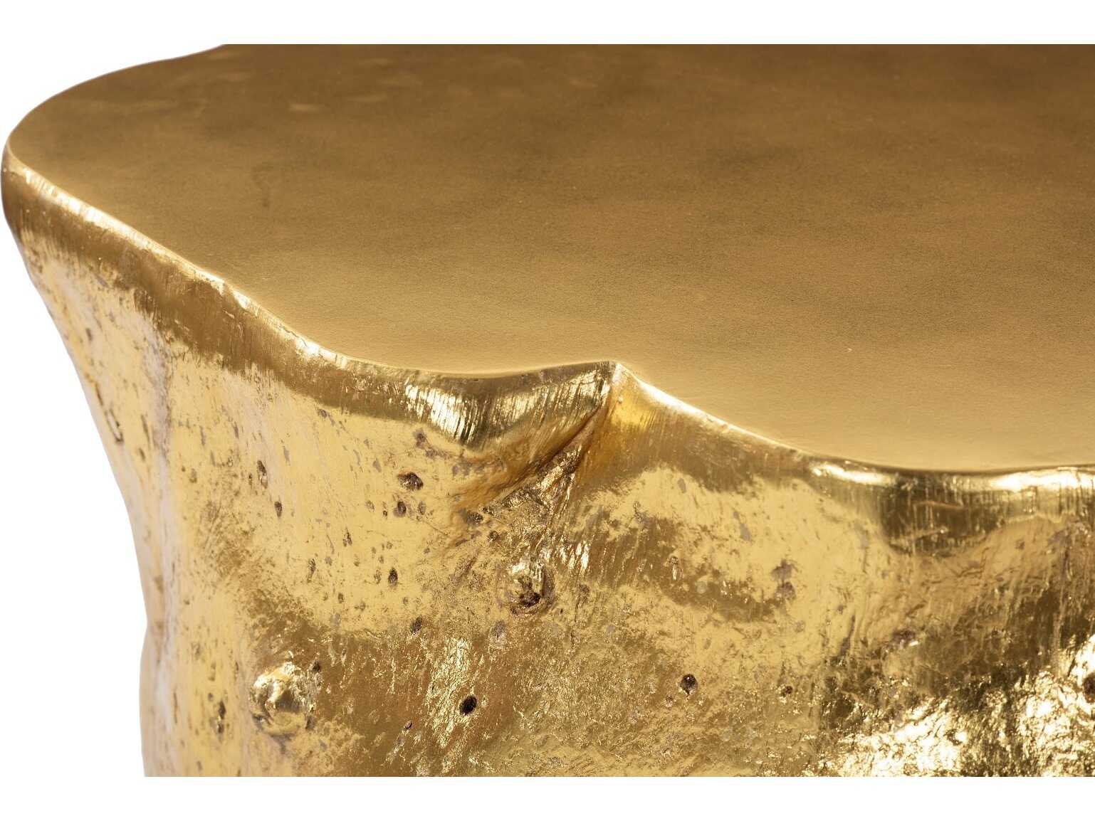 Phillips Collection Log Round Wood Gold Leaf Coffee Table