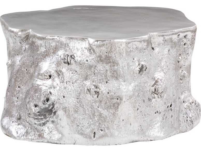 Phillips Collection Log Round Wood Silver Leaf Coffee Table