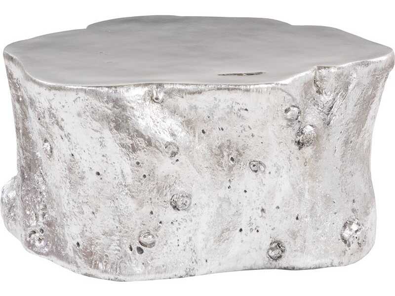 Phillips Collection Log Round Wood Silver Leaf Coffee Table