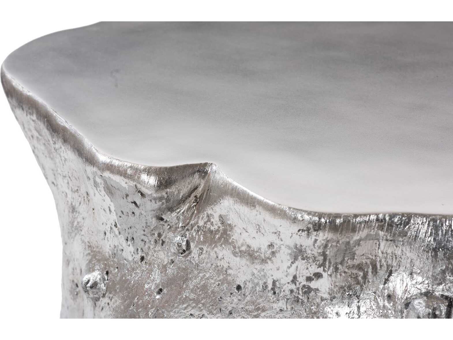 Phillips Collection Log Round Wood Silver Leaf Coffee Table