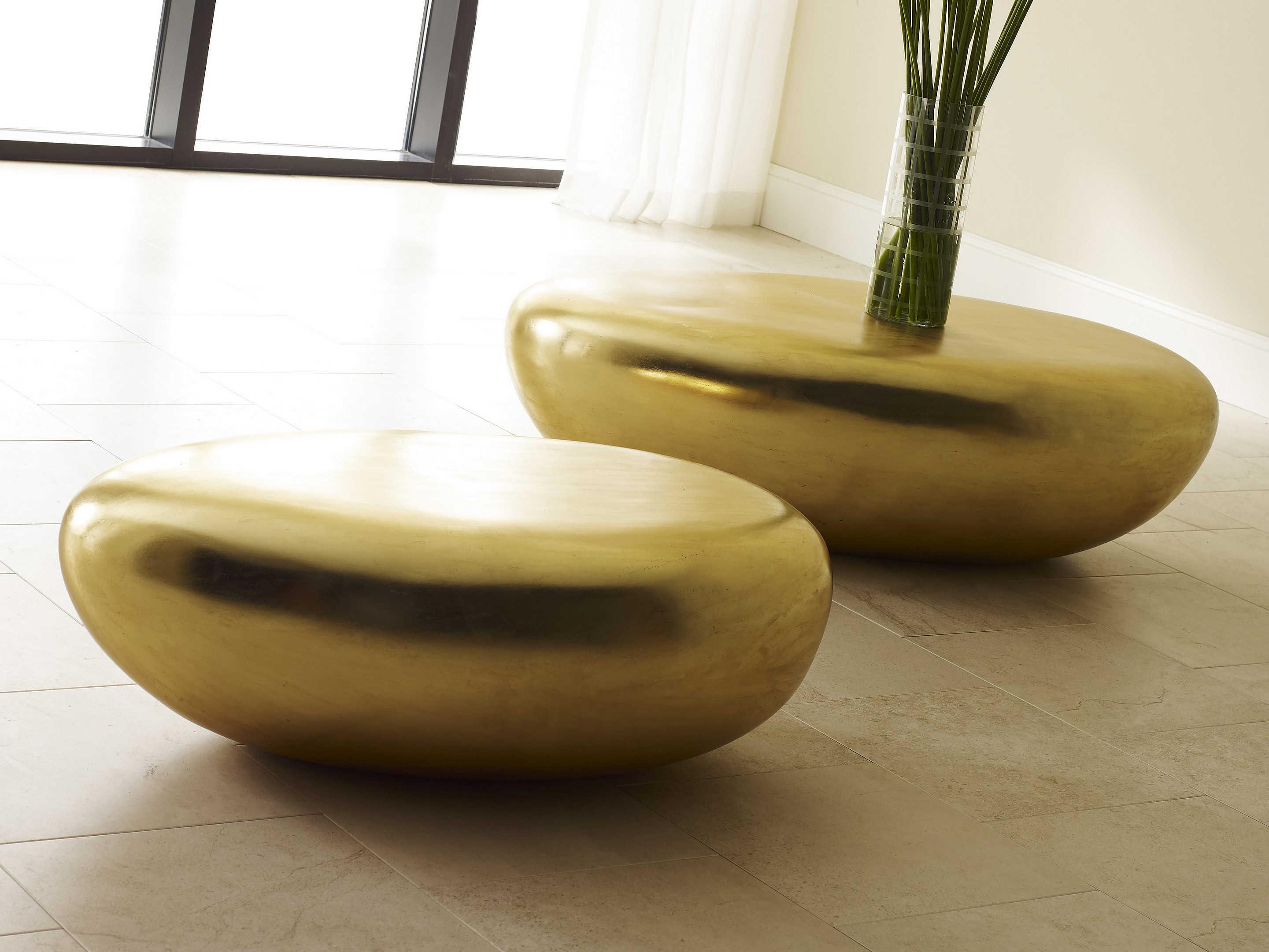 Phillips Collection River Stone Oval Gold Leaf Coffee Table