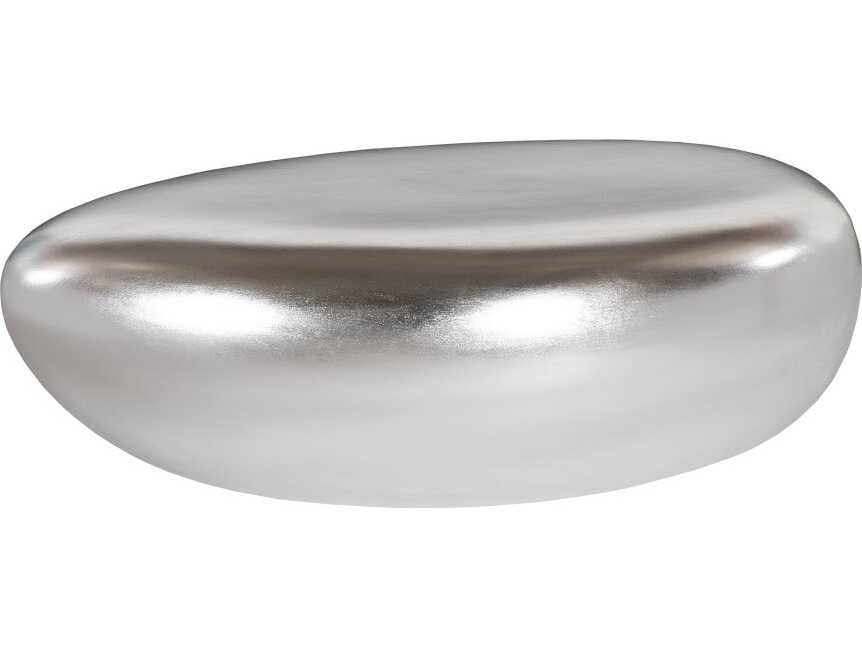 Phillips Collection River Stone Oval Silver Leaf Coffee Table