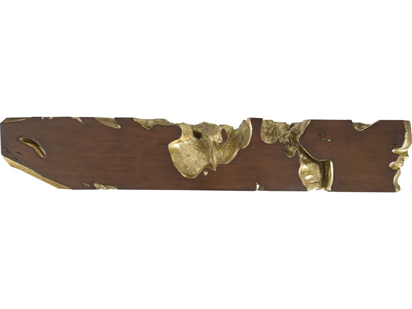Phillips Collection Rectangular Wood Faux Bois Gold Leaf Console Table