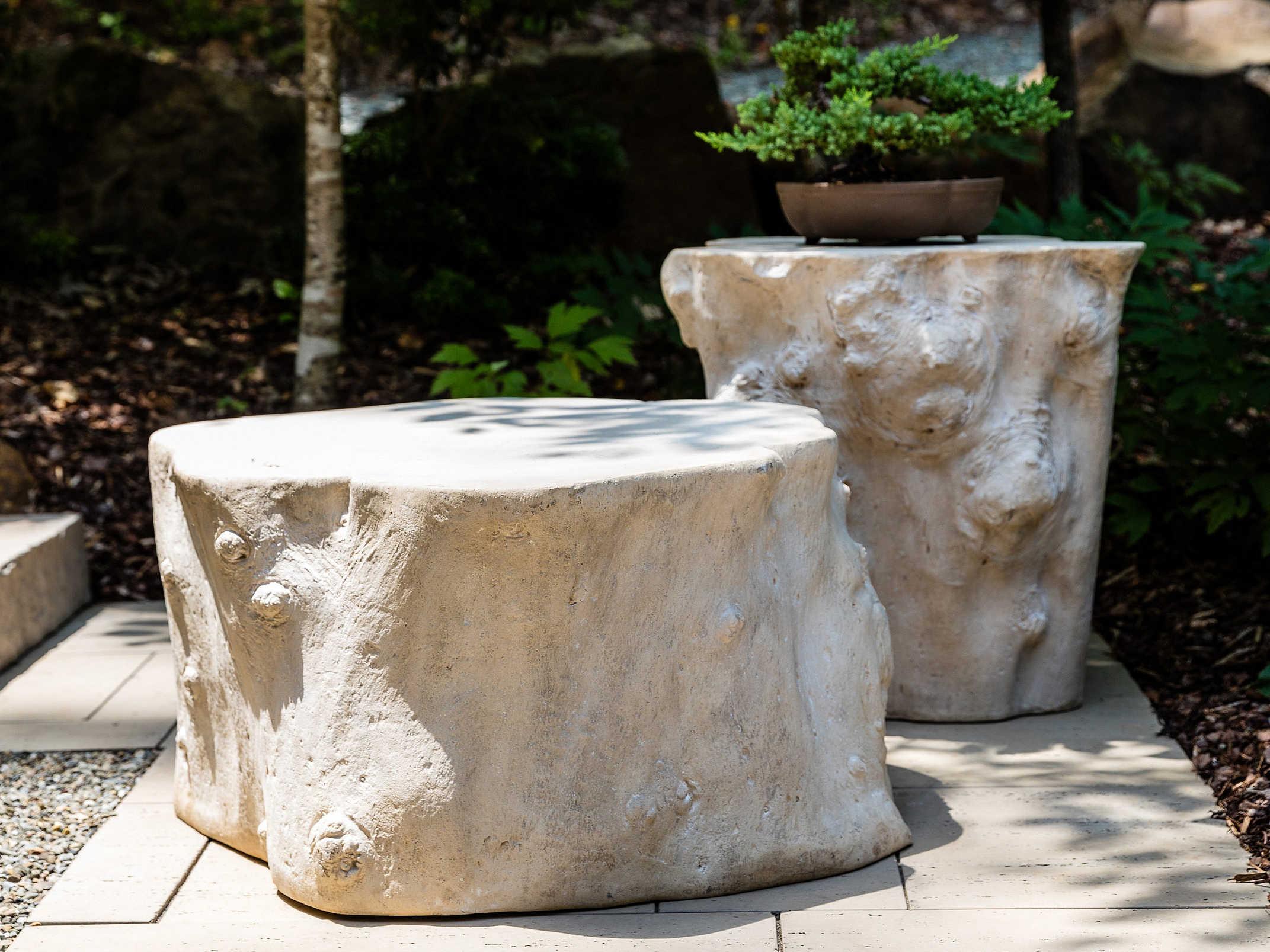 Phillips Collection Log Roman Stone White Accent Stool