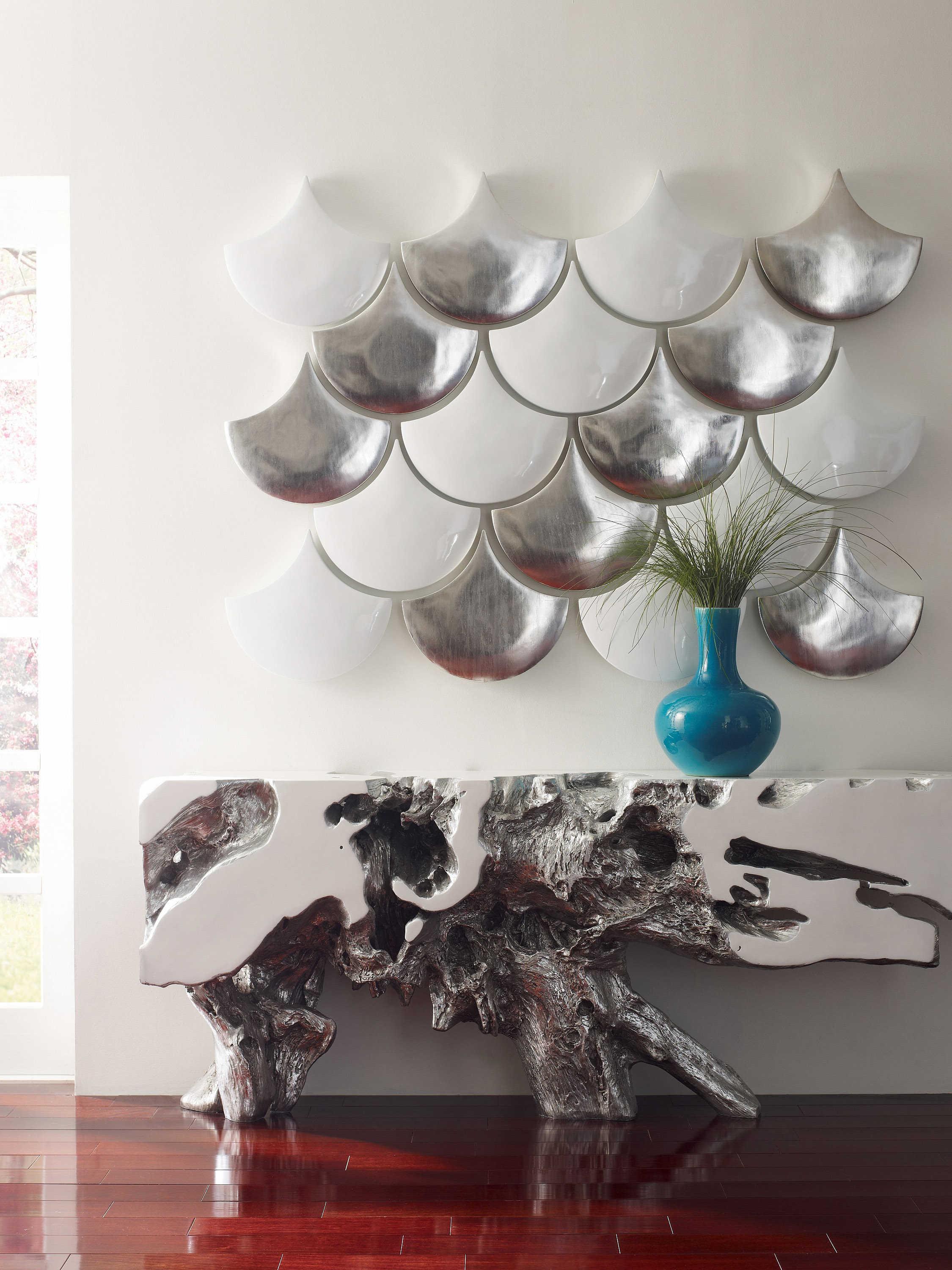 Phillips Collection Cast Naturals Silver Leaf Console Table