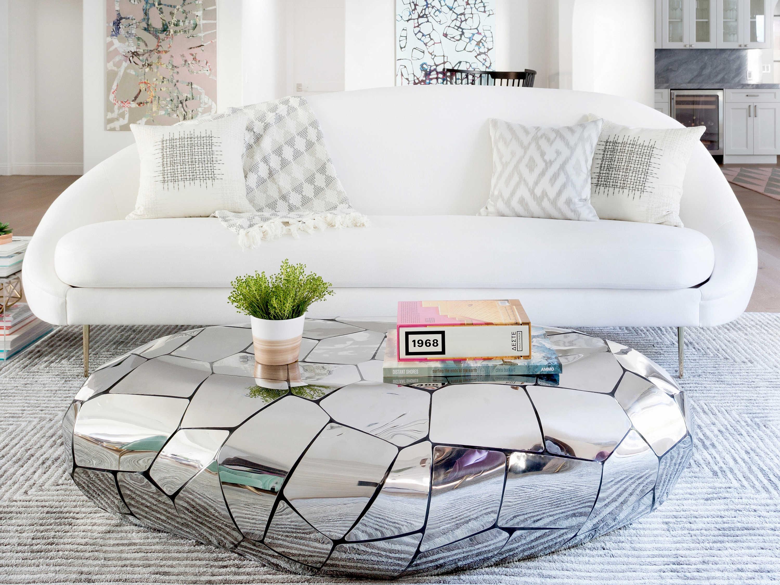 Phillips Collection Crazy Cut Metal Silver Coffee Table