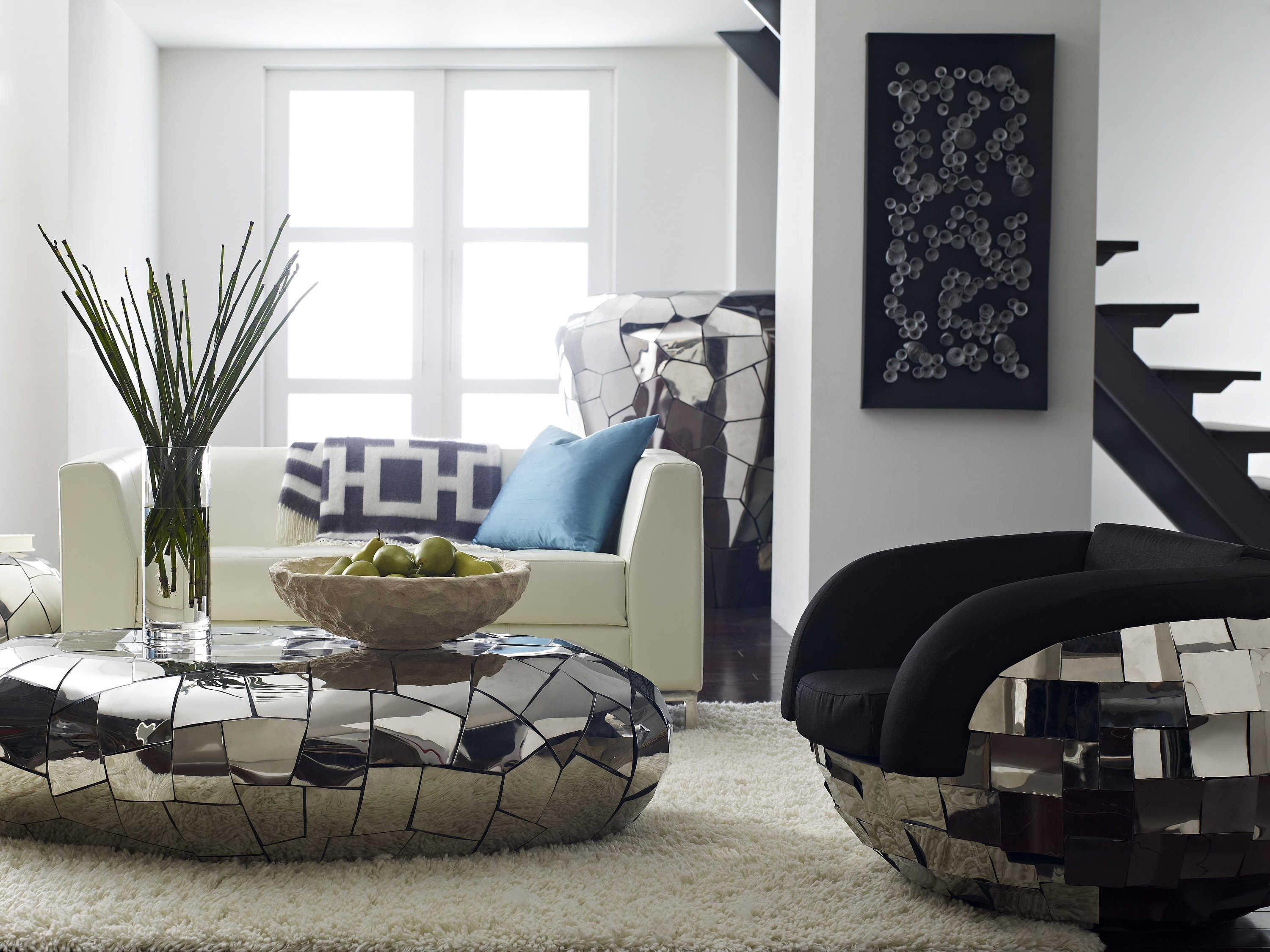 Phillips Collection Crazy Cut Metal Silver Coffee Table