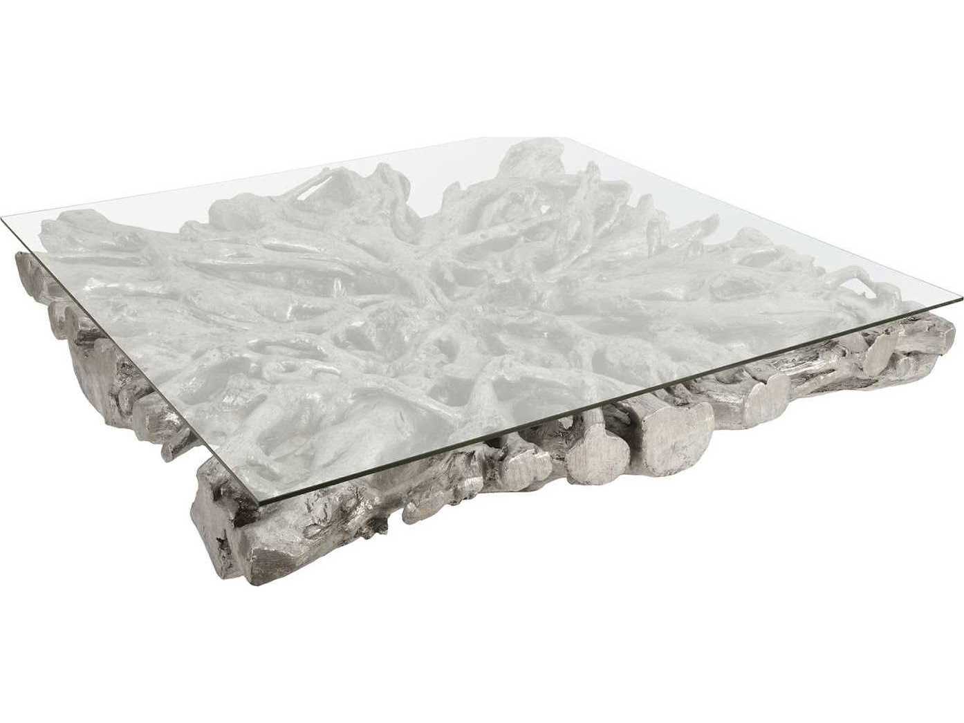 Luxecor Square Glass Silver Leaf Coffee Table