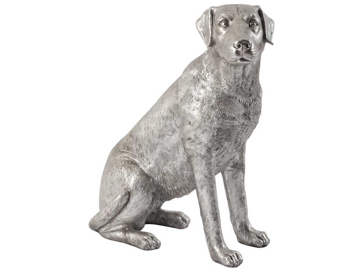 Phillips Collection Silver Leaf Sitting Labrador Dog Sculpture