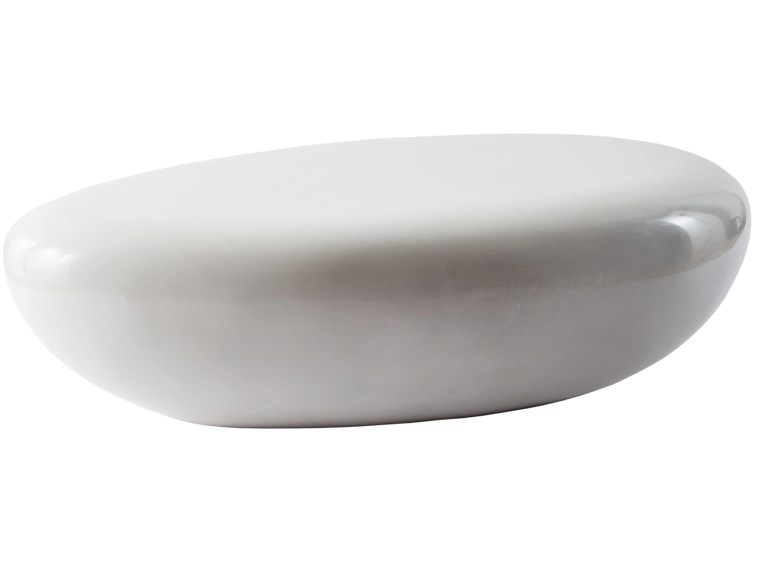 Phillips Collection Outdoorriver Stone Oval Gel Coat White Coffee Table