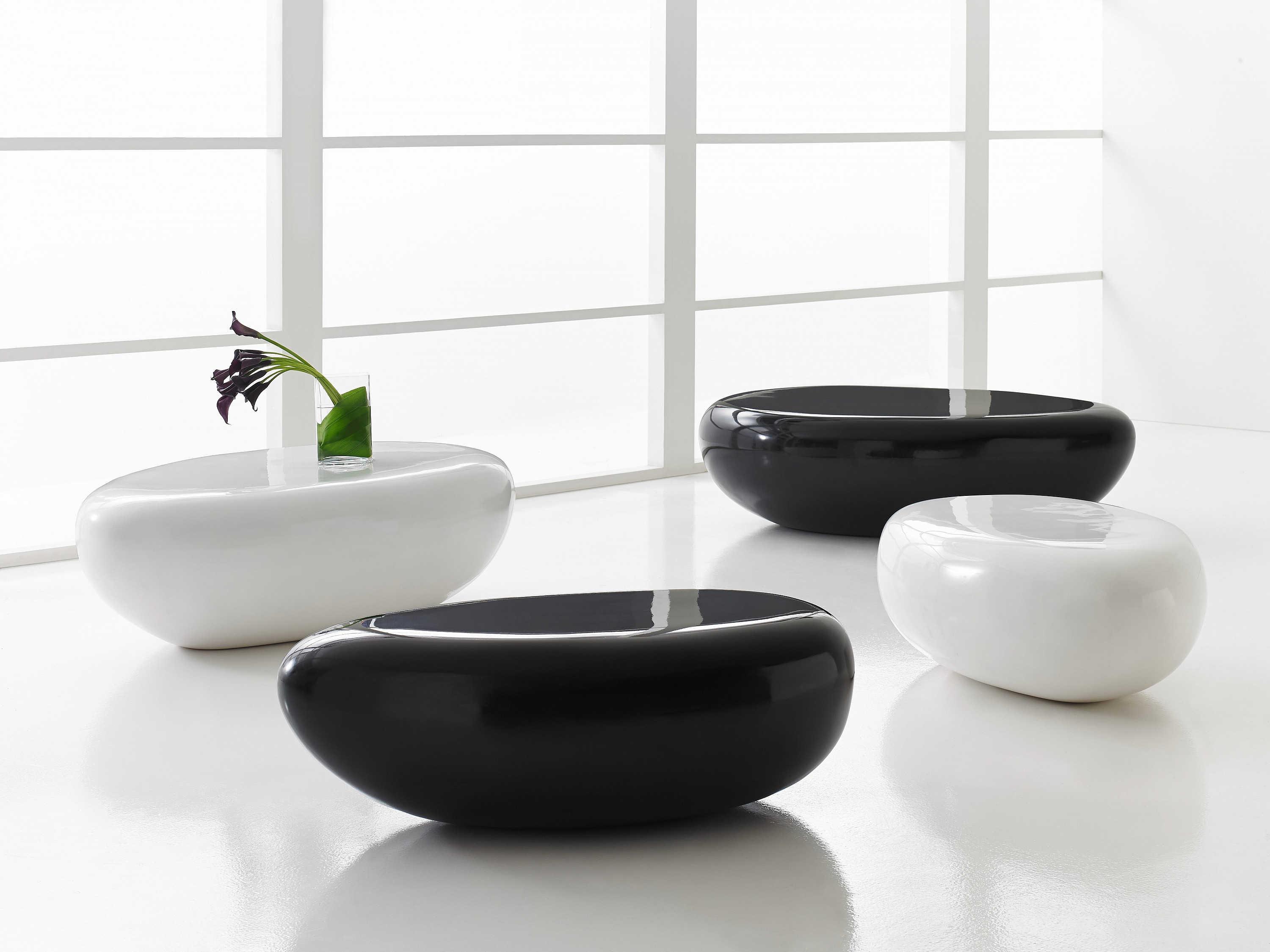 Phillips Collection Outdoorriver Stone Oval Gel Coat White Coffee Table