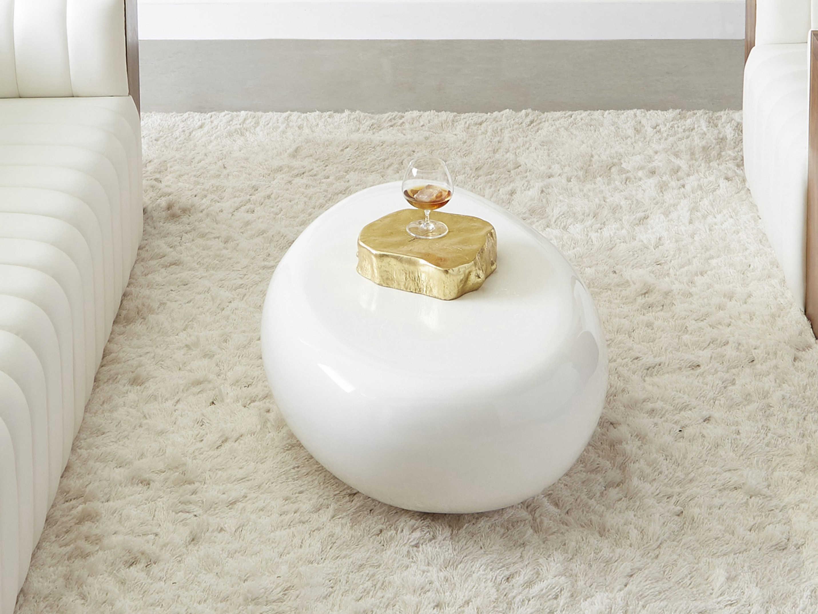 Phillips Collection Outdoorriver Stone Oval Gel Coat White Coffee Table