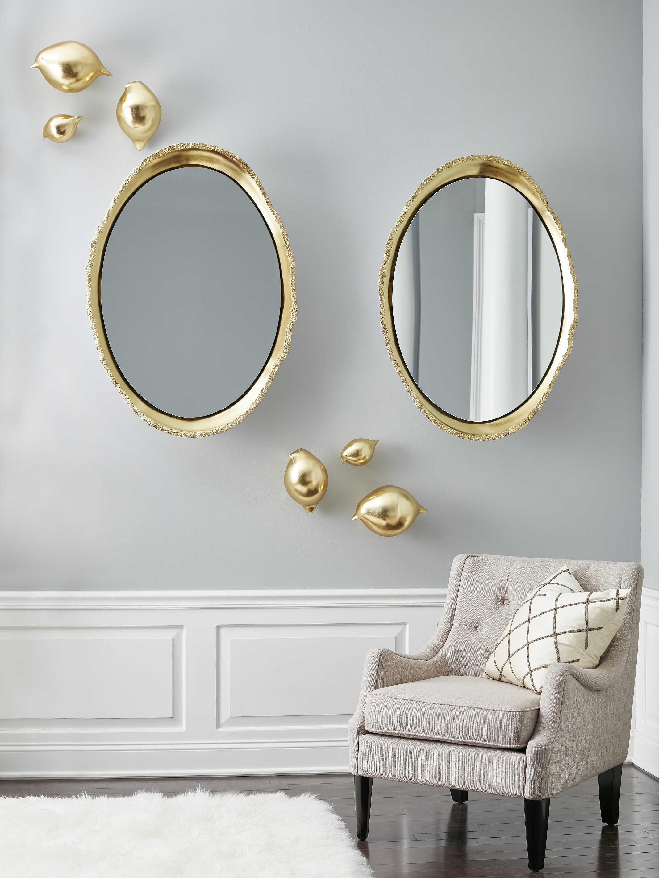 Phillips Collection Dann Foley Pearl White / Gold Leaf Wall Mirror