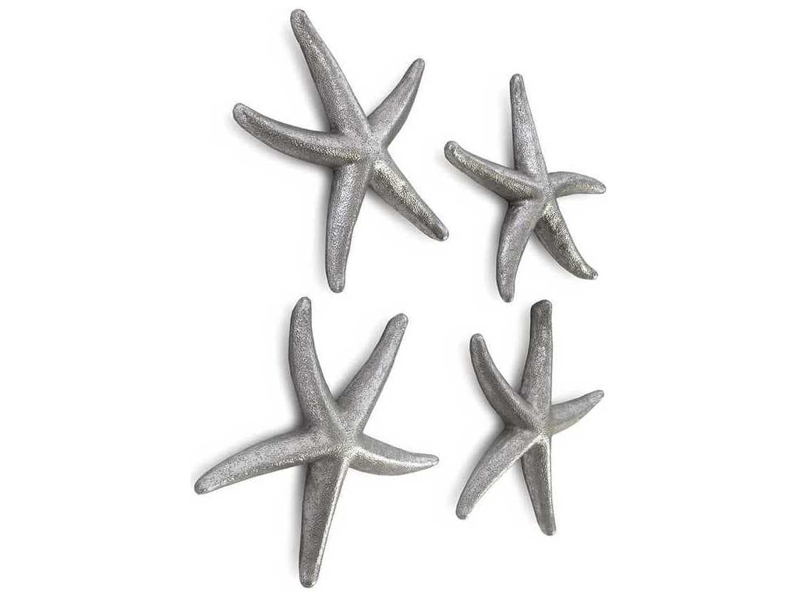 Phillips Collection Silver Leaf Starfish Small 3D Wall Art Set of 4