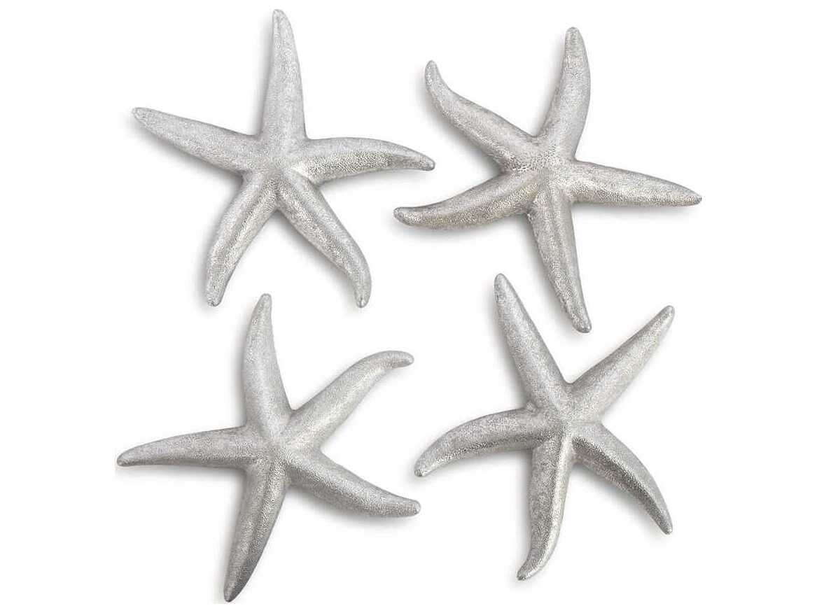 Phillips Collection Silver Leaf Starfish Medium 3D Wall Art Set of 4