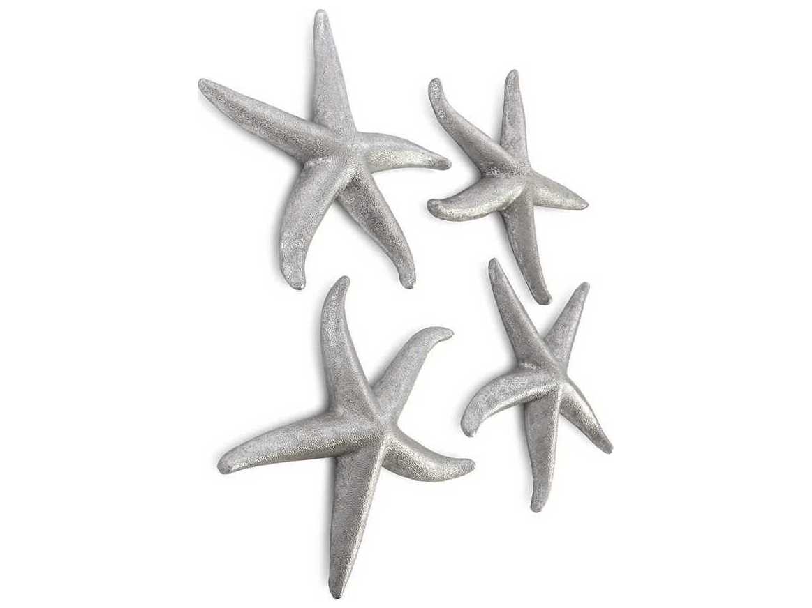 Phillips Collection Silver Leaf Starfish Medium 3D Wall Art Set of 4