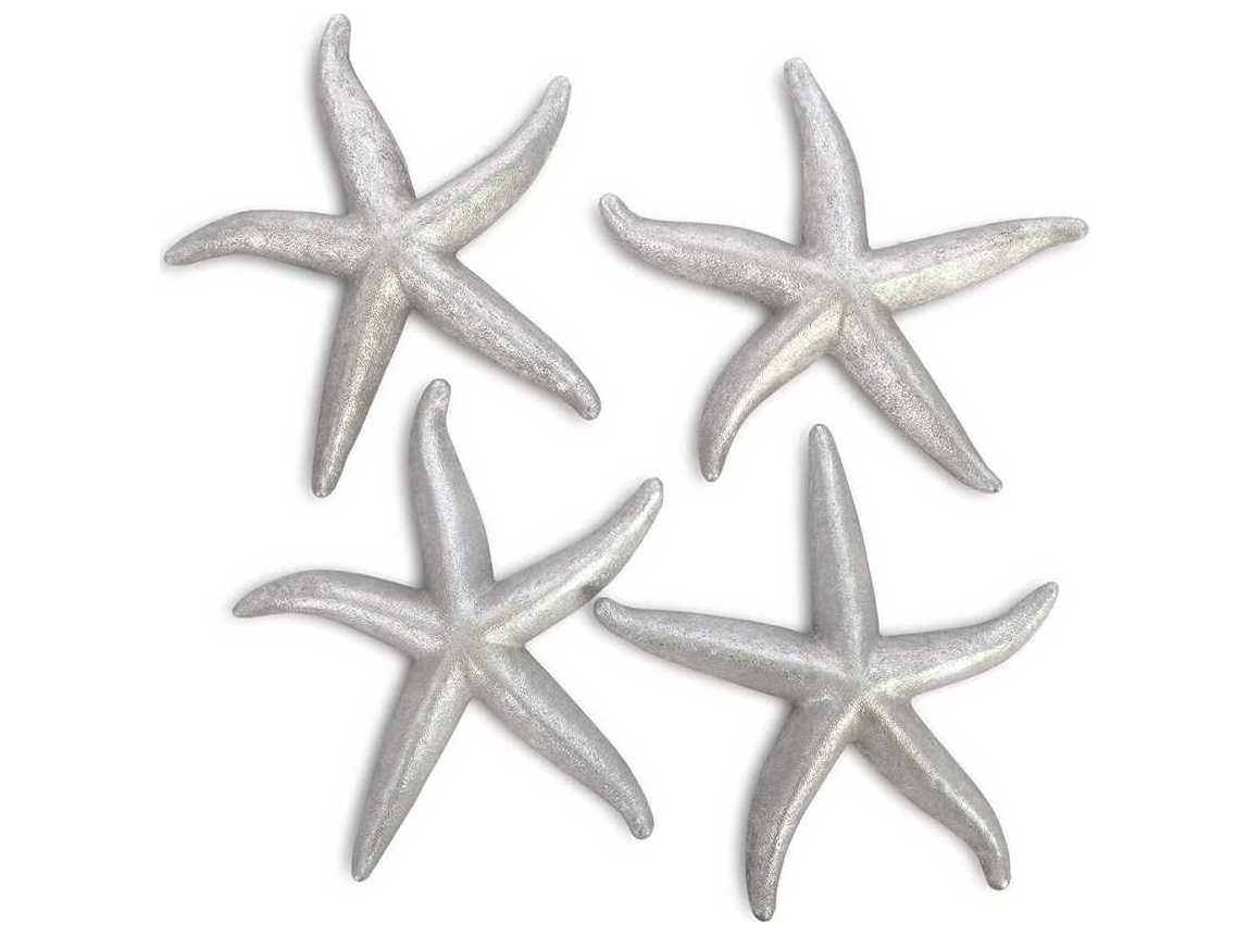 Phillips Collection Silver Leaf Starfish Large 3D Wall Art Set of 4