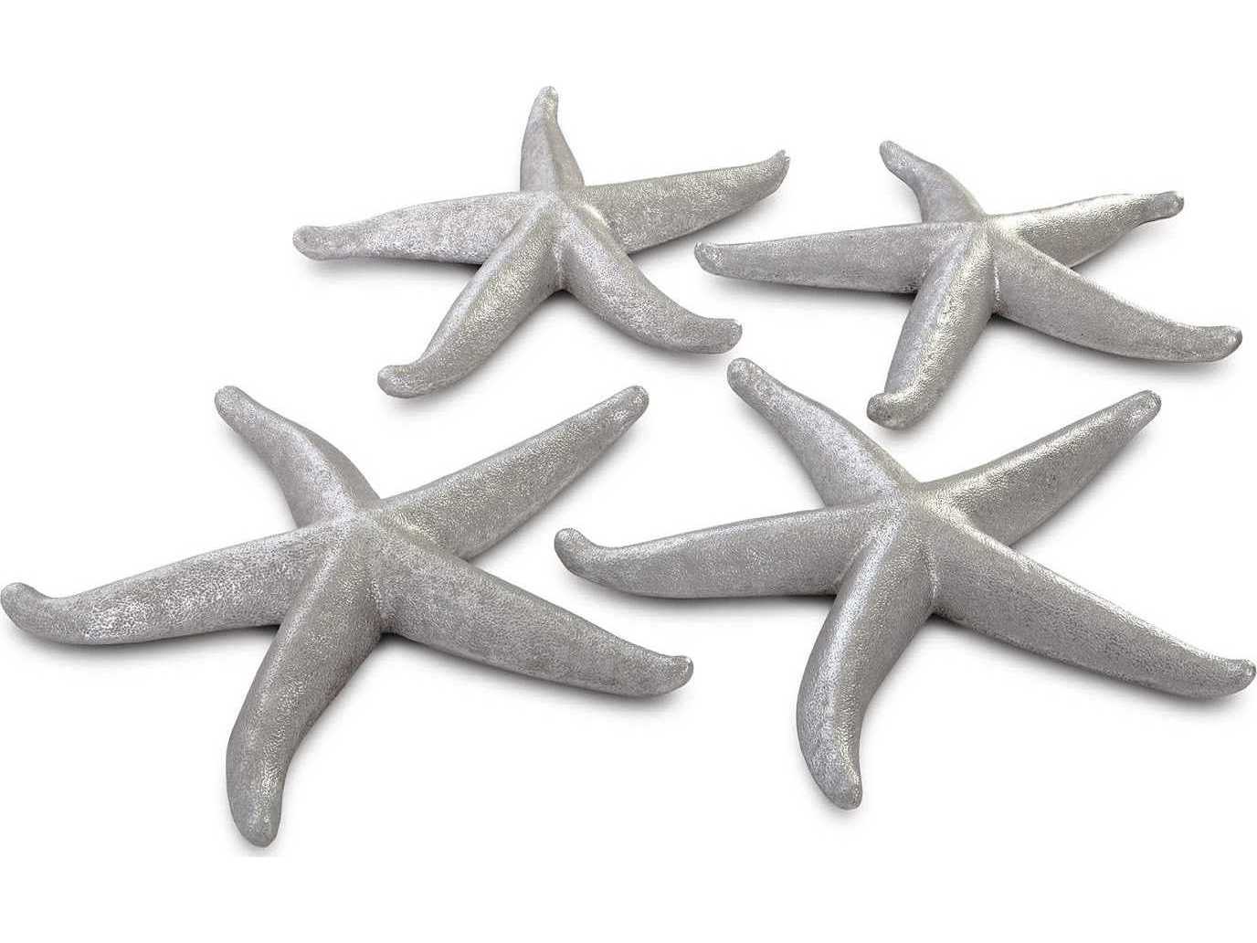 Phillips Collection Silver Leaf Starfish Large 3D Wall Art Set of 4