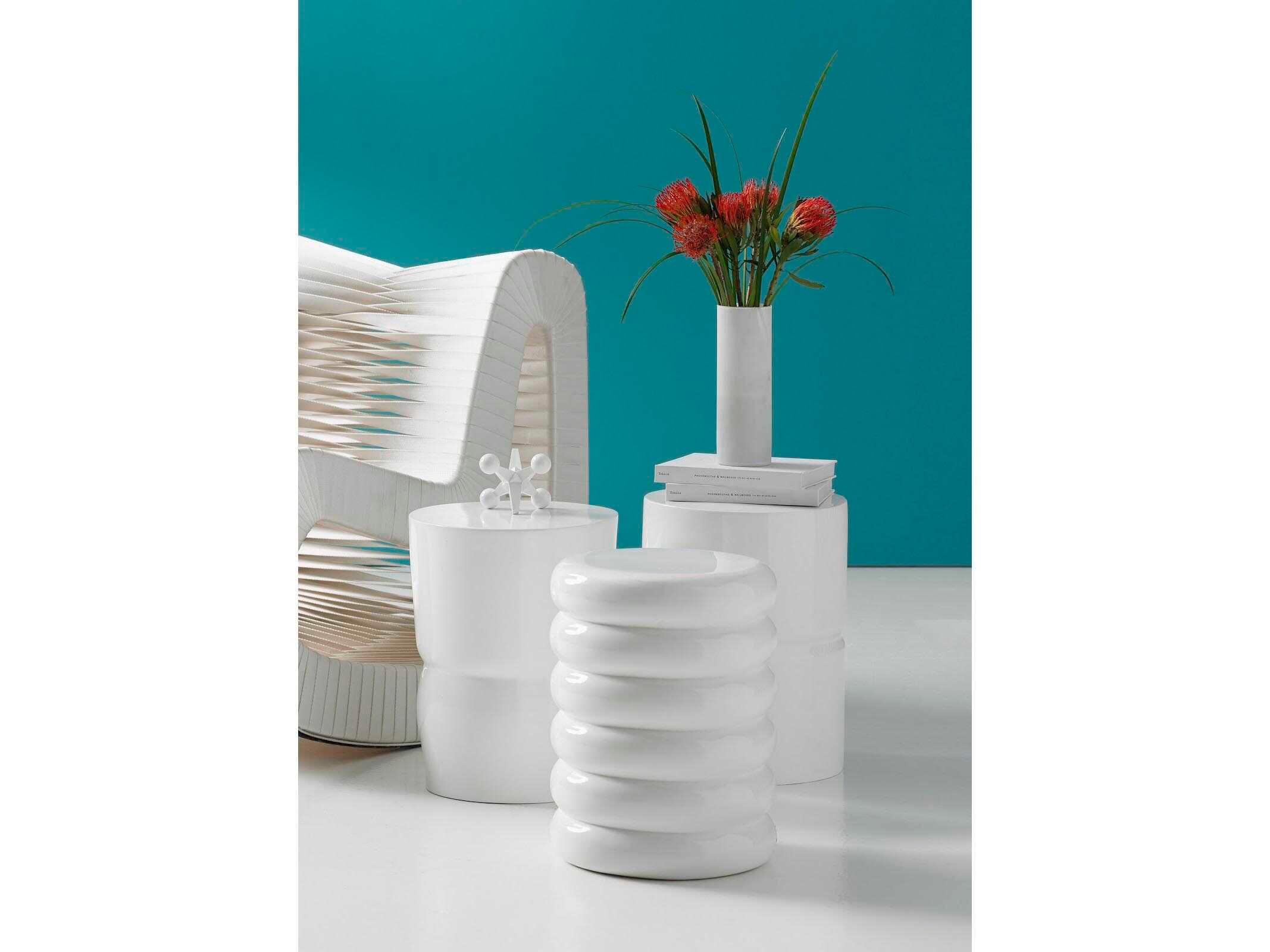 Phillips Collection Outdoor Gel Coat White Accent Stool