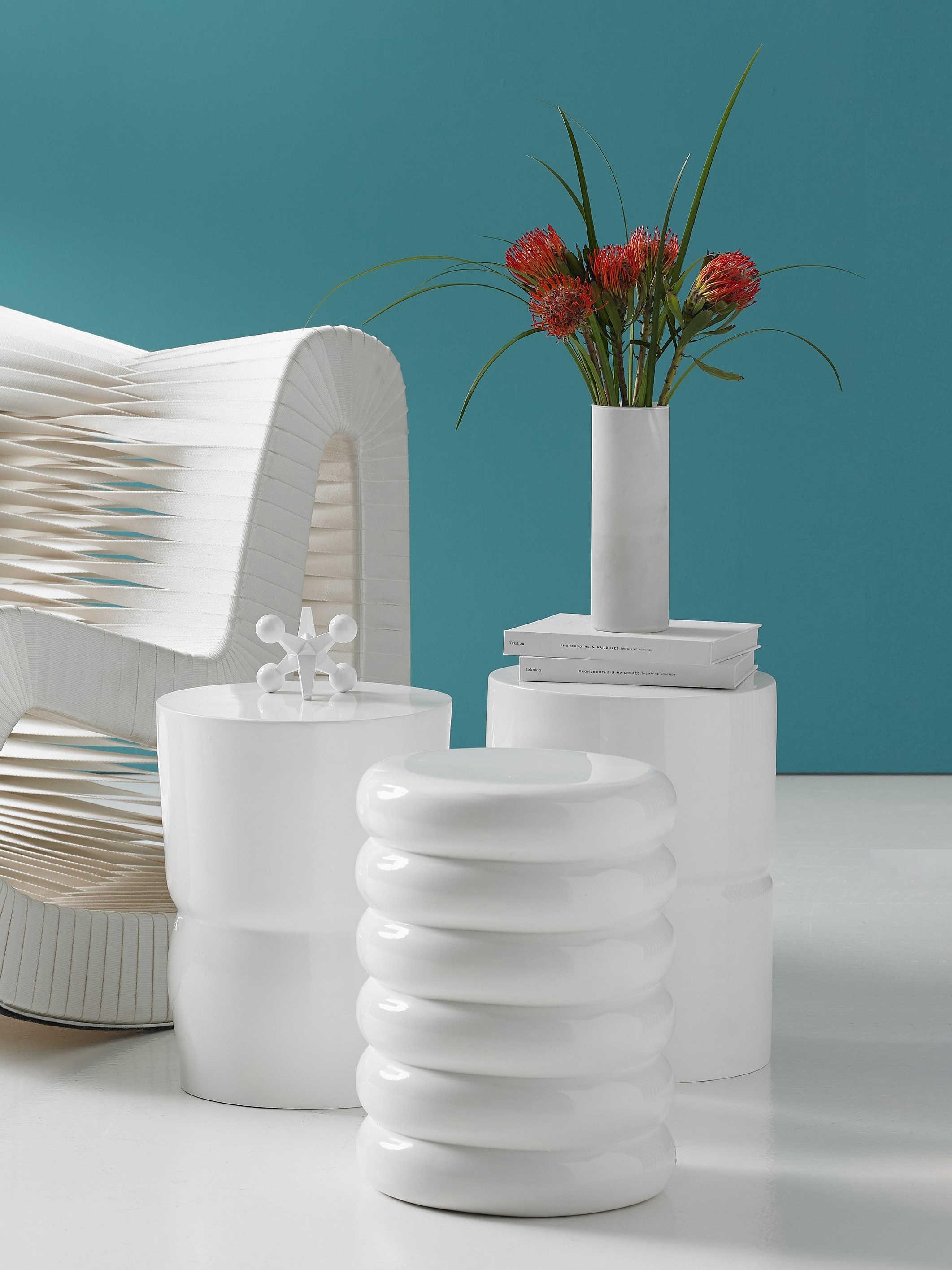 Phillips Collection Outdoor Gel Coat White Accent Stool