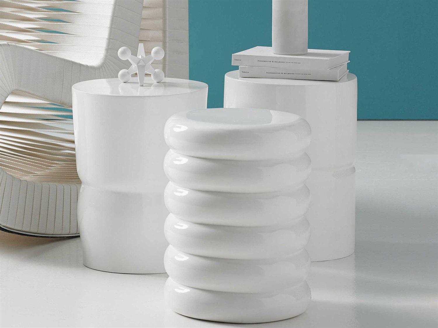 Phillips Collection Outdoor Gel Coat White Accent Stool