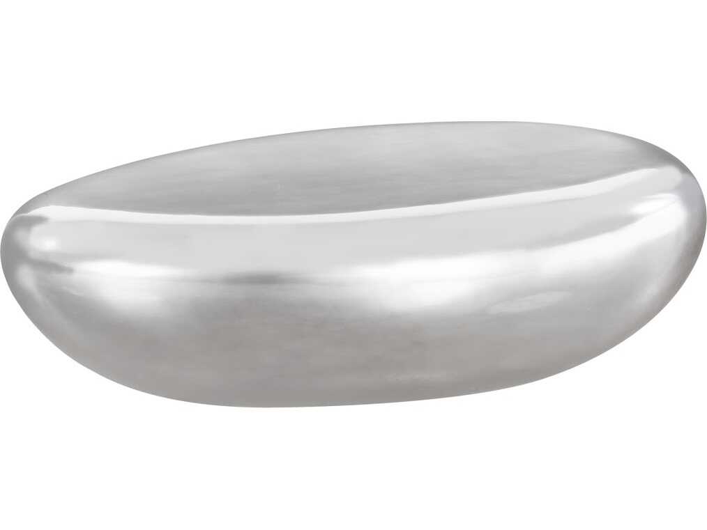 Phillips Collection Outdoorriver Stone Oval Liquid Silver Coffee Table