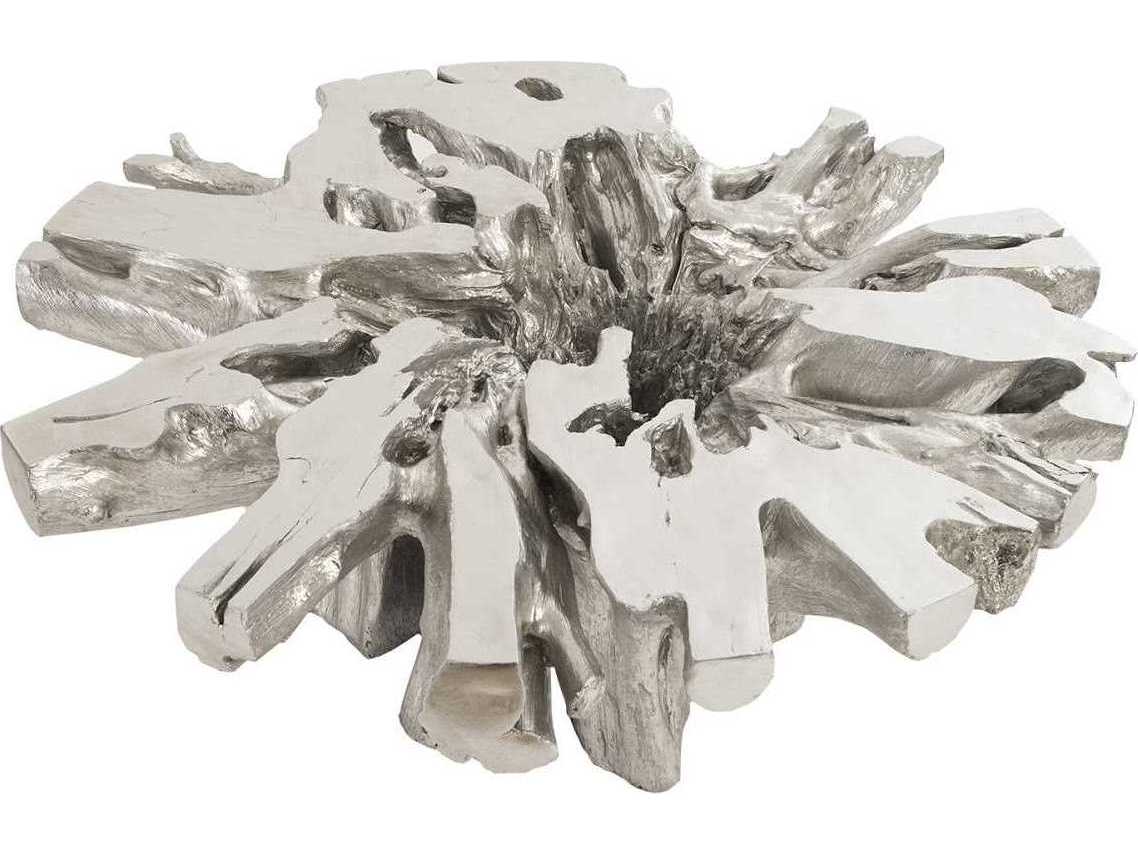 Phillips Collection Freeform Round Silver Leaf Coffee Table