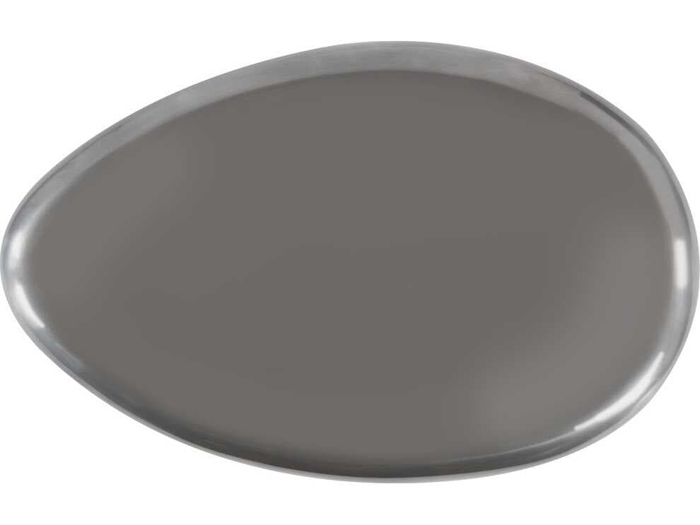 Phillips Collection River Stone Oval Metal Polished Aluminum Coffee Table