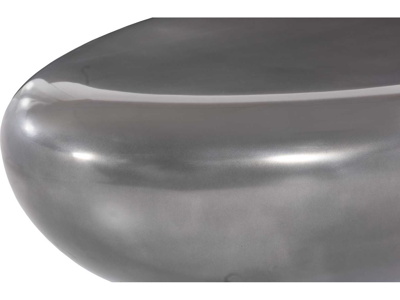 Phillips Collection River Stone Oval Metal Polished Aluminum Coffee Table