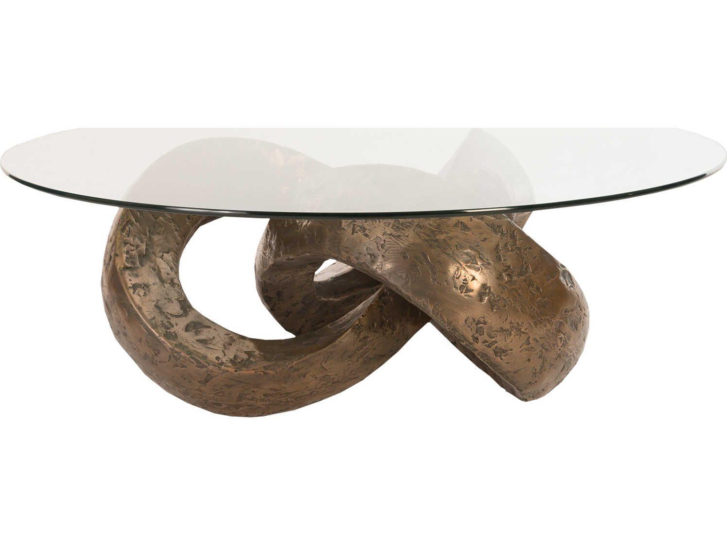Phillips Collection Round Glass Bronze Coffee Table