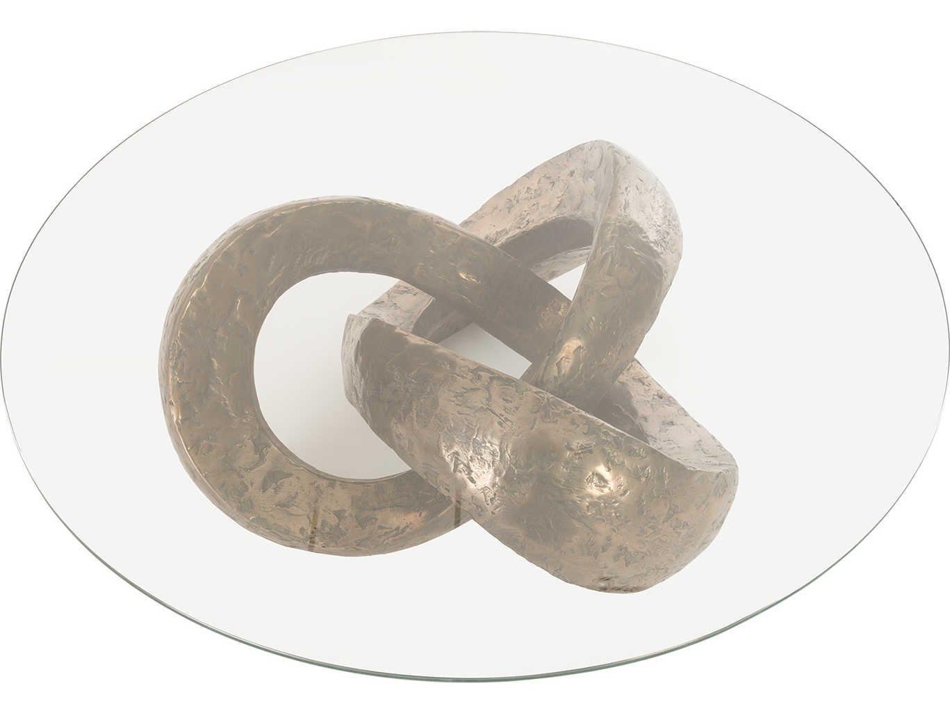 Phillips Collection Round Glass Bronze Coffee Table