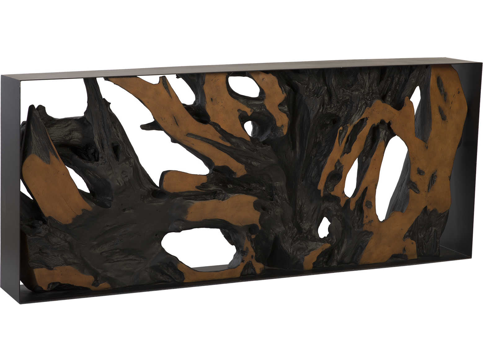 Phillips Collection Cast Naturals Rectangular Metal Black Brown Console Table