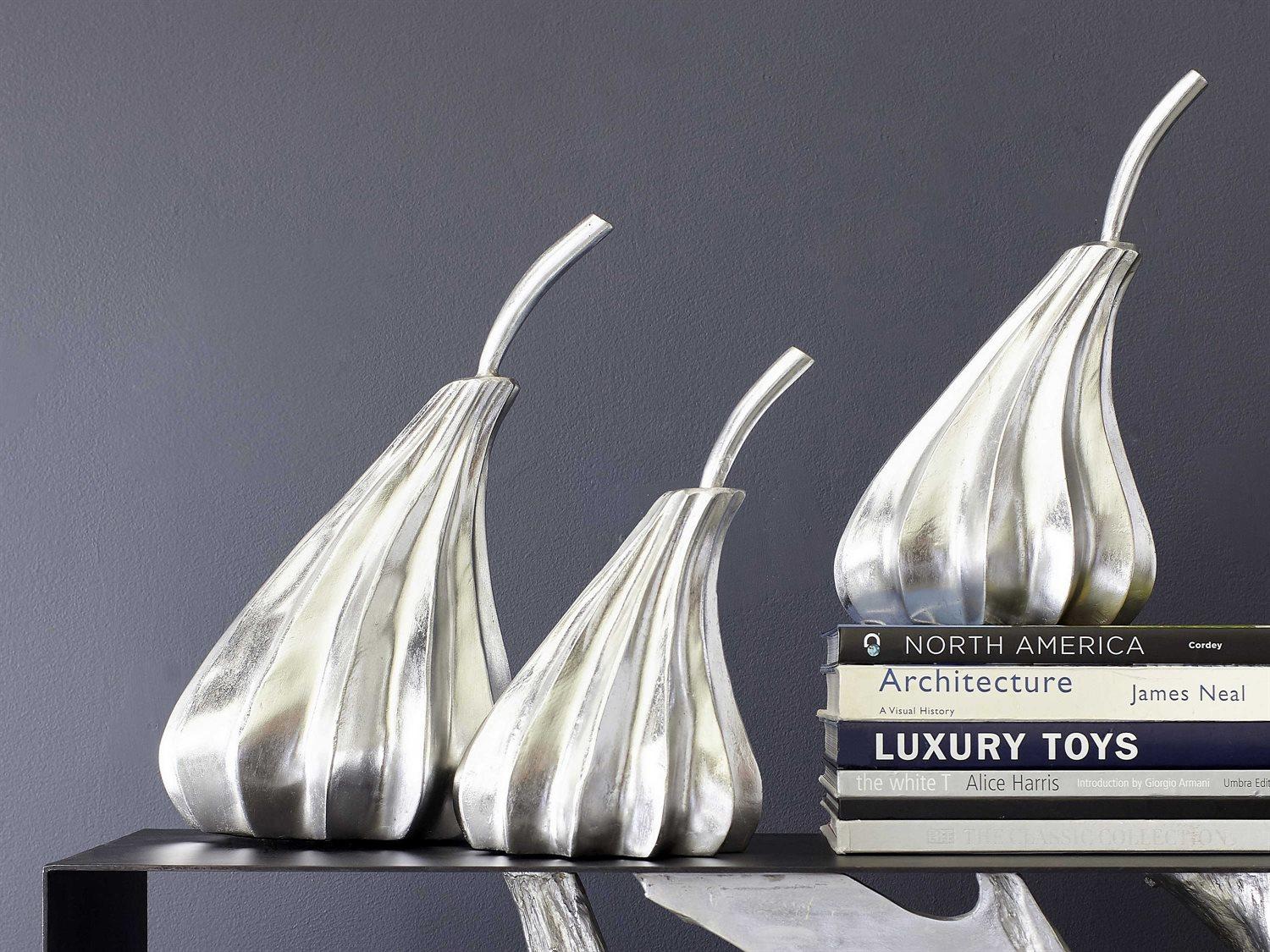 Phillips Collection Silver Leaf Hand Dipped Pears Sculpture Set of 3