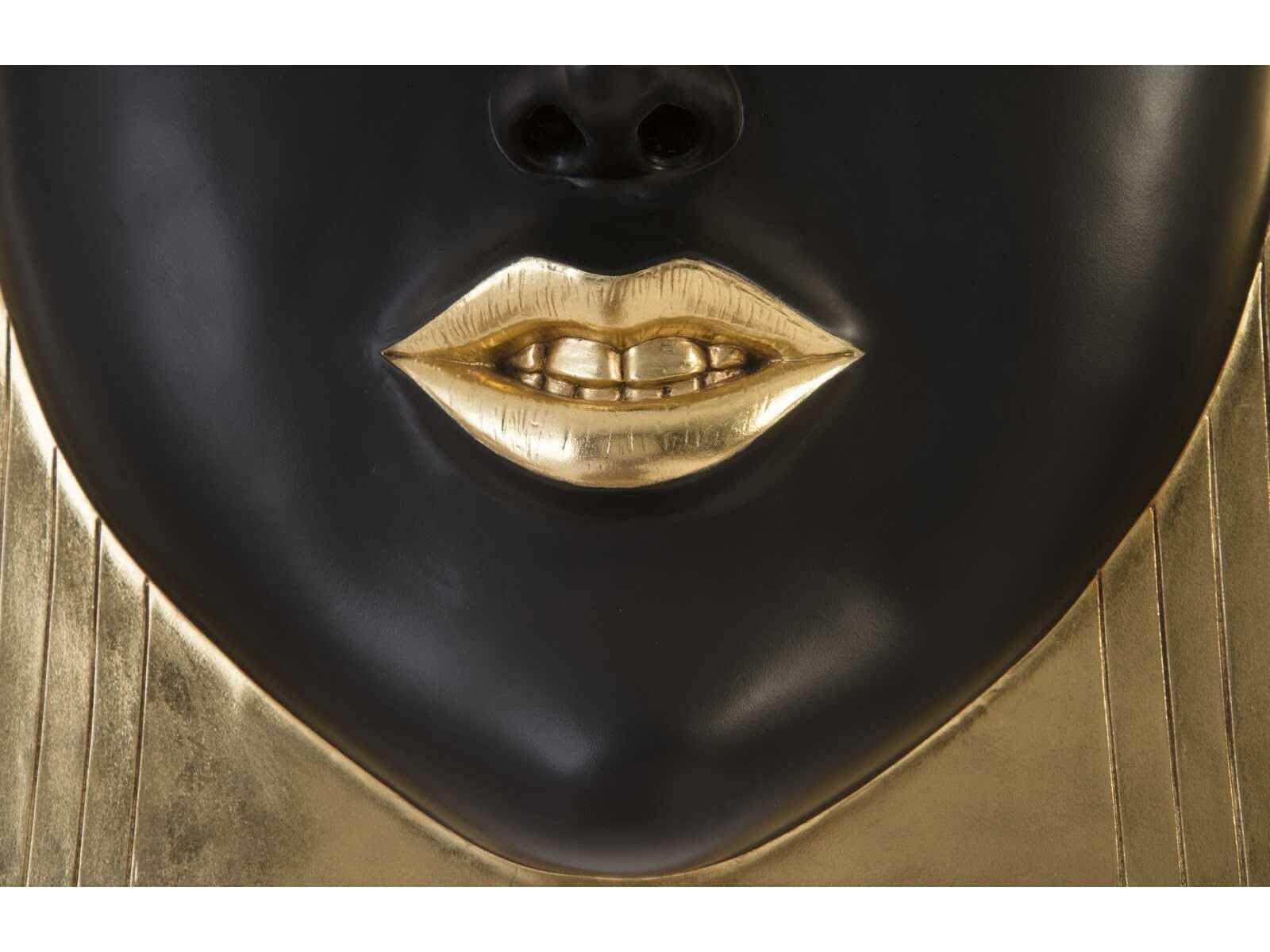 Phillips Collection Black and Gold Leaf Smile Large Fashion Faces 3D Wall Art
