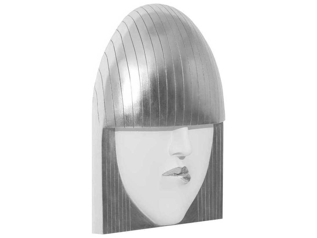 Phillips Collection White and Silver Leaf Pout Large Fashion Faces 3D Wall Art