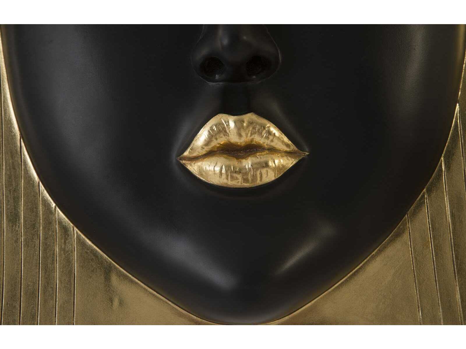 Phillips Collection Black and Gold Leaf Kiss Large Fashion Faces 3D Wall Art