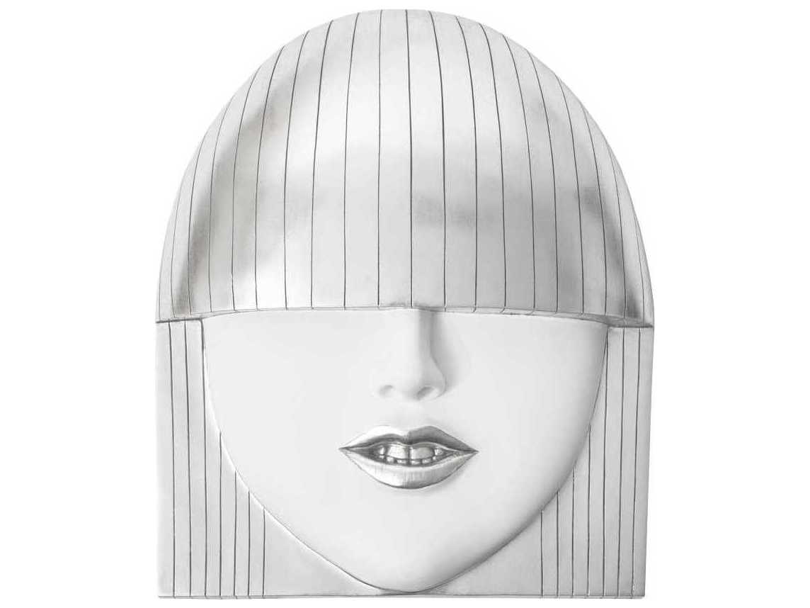 Phillips Collection White and Silver Leaf Smile Large Fashion Faces 3D Wall Art