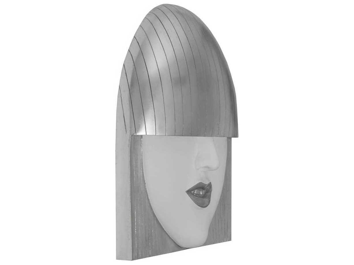Phillips Collection White and Silver Leaf Smile Large Fashion Faces 3D Wall Art