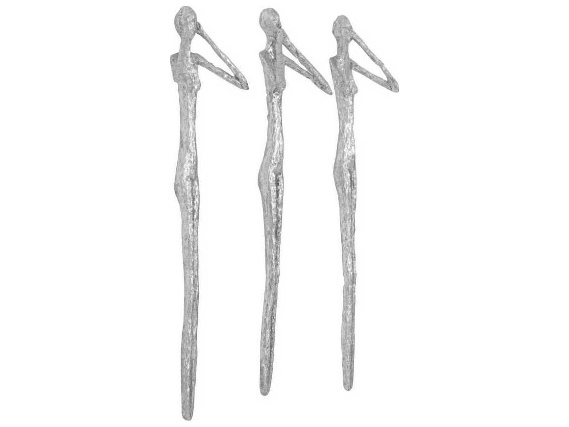 Phillips Collection Silver Leaf See, Hear, Speak No Evil Resin Wall Art Set of 3