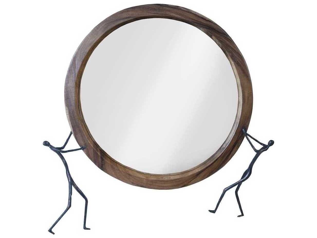 Phillips Collection Natural / Black Round Wall Mirror
