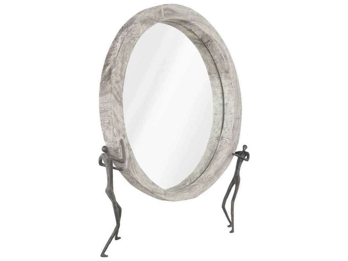 Phillips Collection Gray Stone / Black Round Wall Mirror