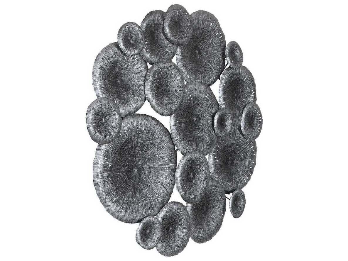Phillips Collection Lotus Collage Round Silver/Black Metal Wall Art