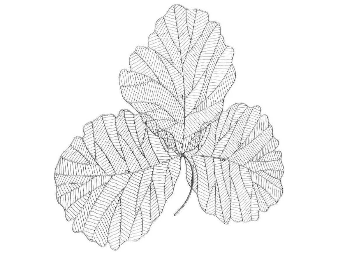 Phillips Collection Tri Leaf Silver/Black Medium Metal Wall Art
