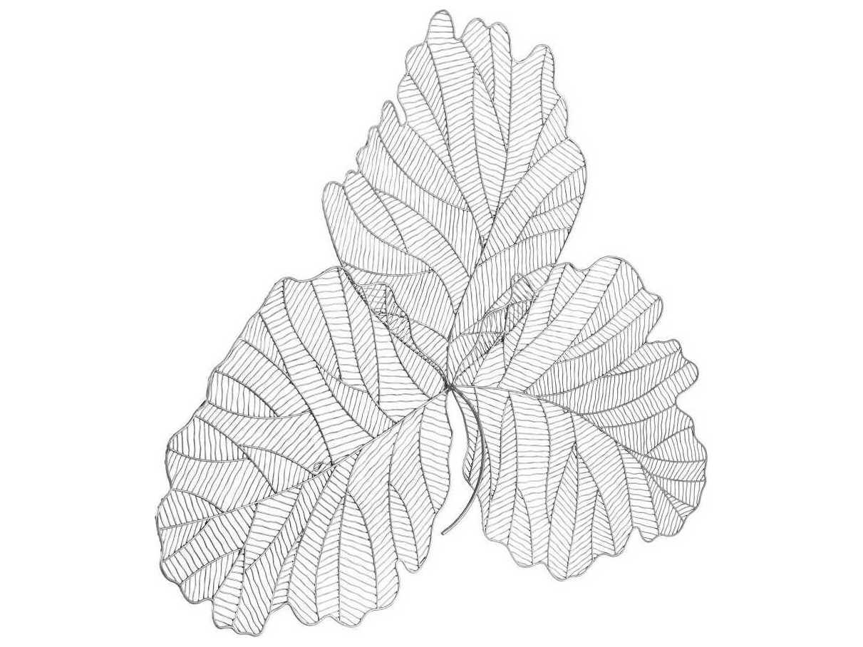 Phillips Collection Tri Leaf Silver/Black Large Metal Wall Art
