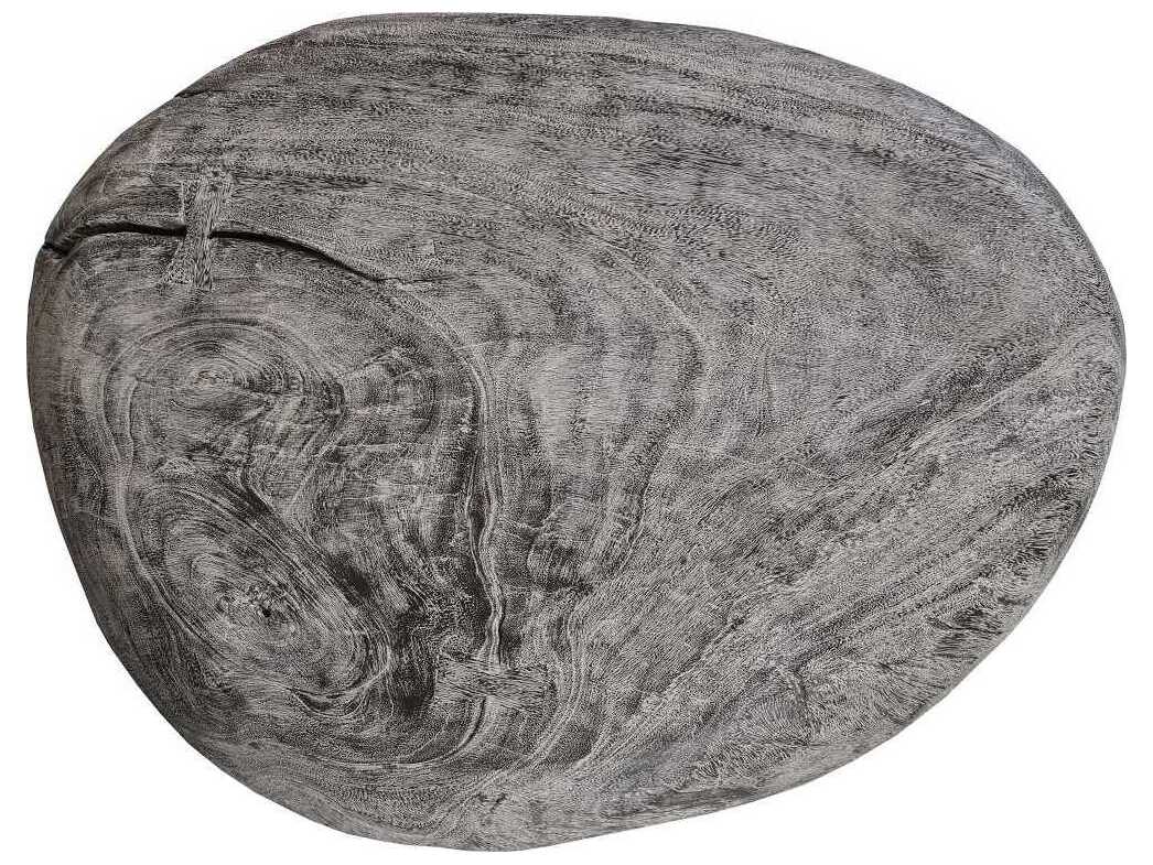 Phillips Collection Oval Wood Gray Stone Black End Table