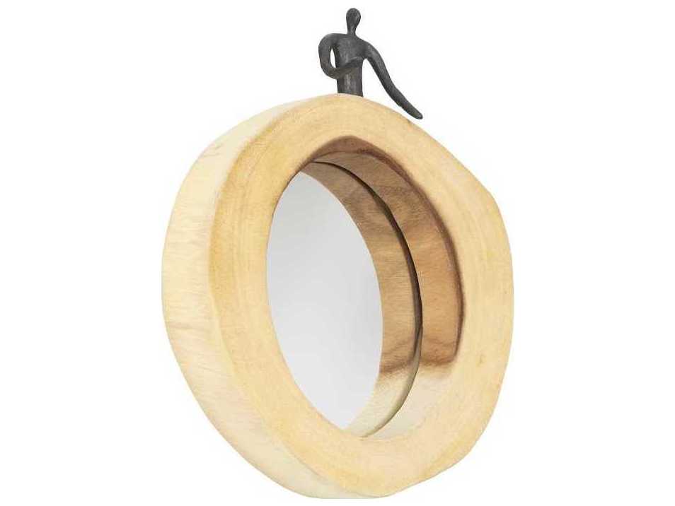 Phillips Collection Natural / Black Round Wall Mirror