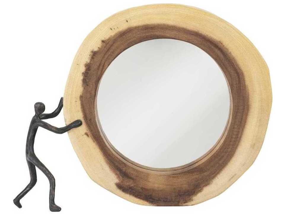 Phillips Collection Natural / Black Round Wall Mirror