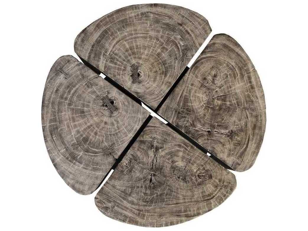 Phillips Collection Round Wood Gray Stone Coffee Table